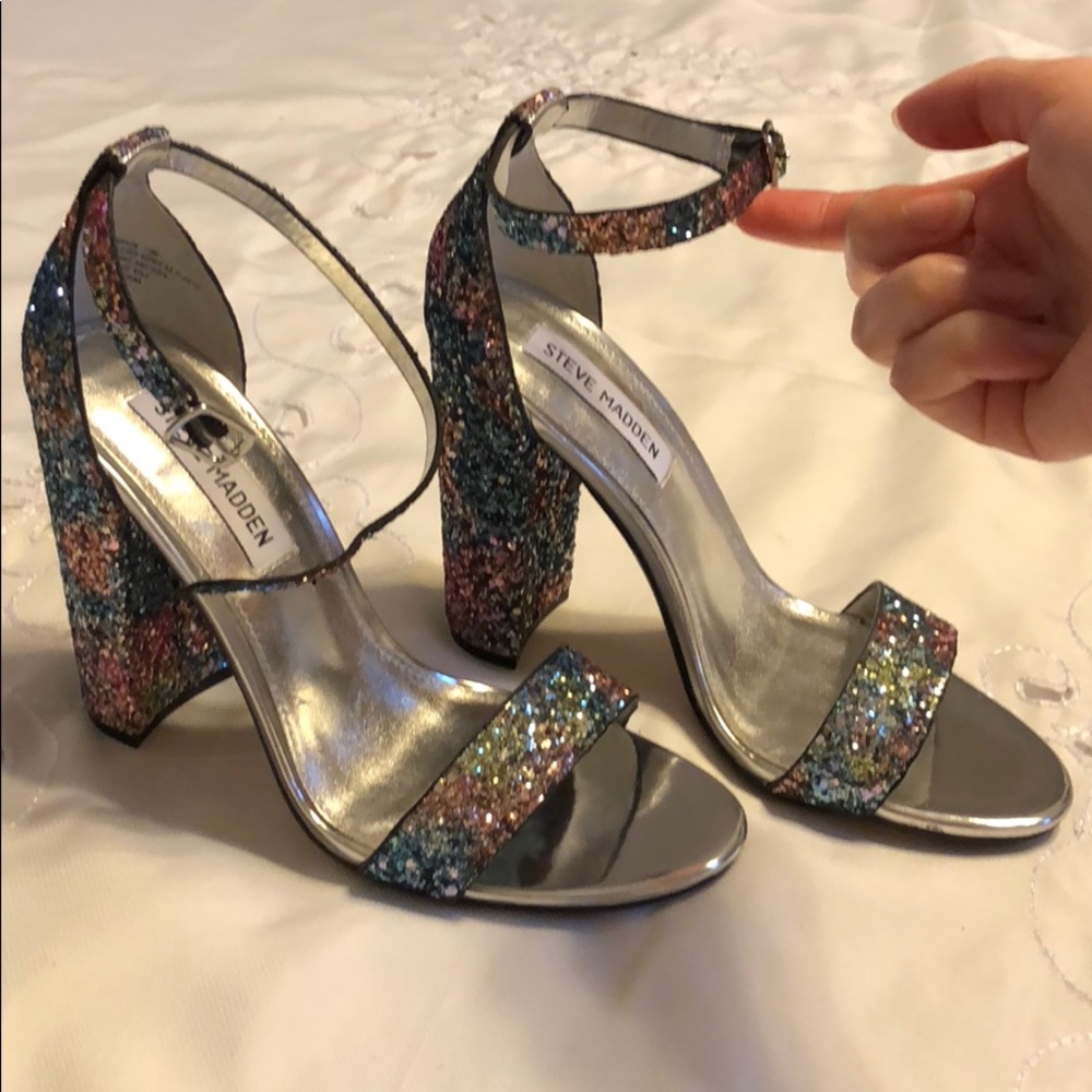 Steve Madden Carson Multi Glitter Ankle Strap Heel